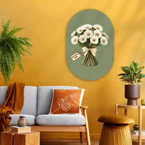 Lint - Boeket - Groen - Quote Wandcirkel Ovaal Glas middel -sfeer4