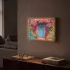 Bloemen - Deur - Roze Light Box met batterij (Wandlamp) middel -sfeer1