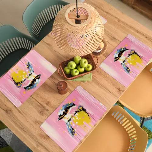 Vogel - Roze - Geel - Blauw Placemat vinyl groot -zzsfeer5_Kitchenyeah-website