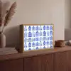 Patroon - Huizen - Blauw Light Box met batterij (Wandlamp) middel 907 -sfeer2