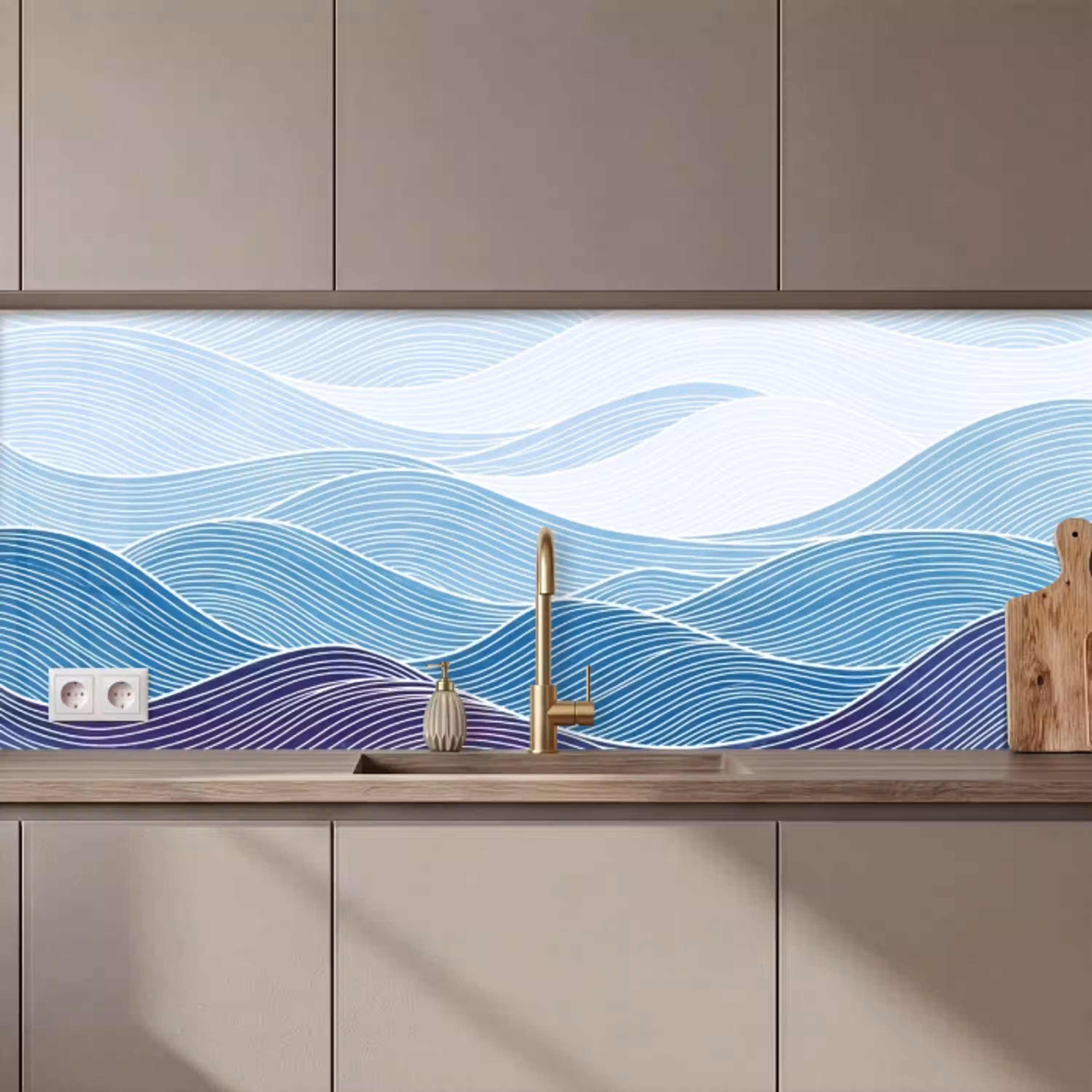 Abstract - Golven - Patroon - Blauw - Modern keuken achterwand 2 middel zz_3dshopping