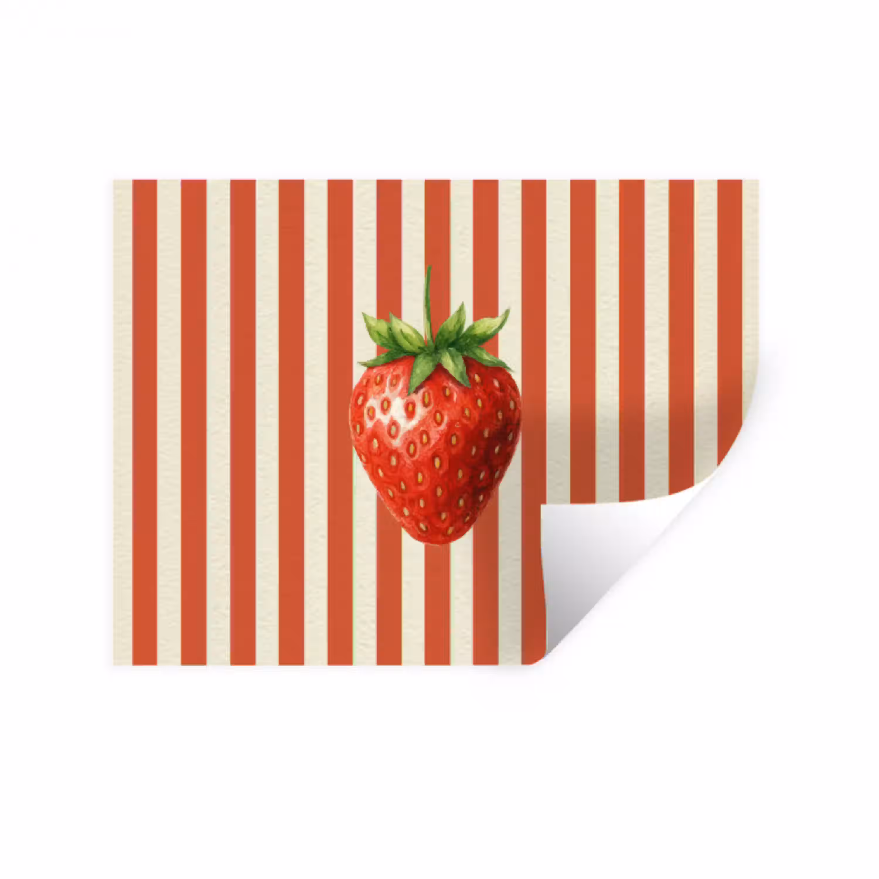 Aardbei - Strepen - Rood Muursticker middel -3d