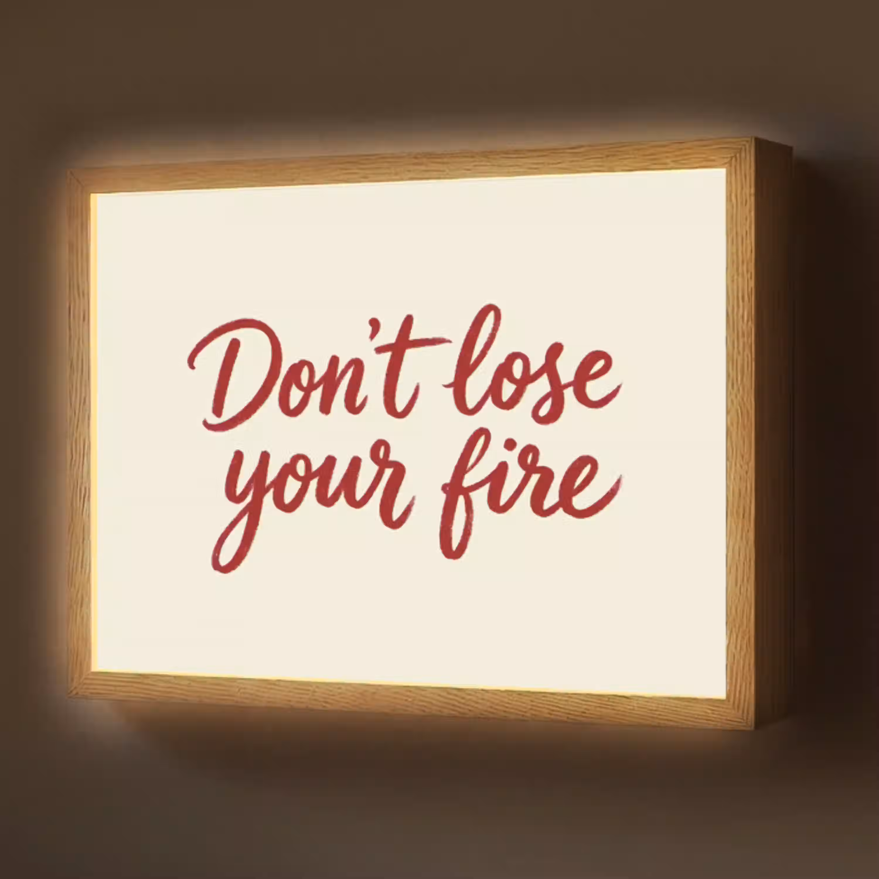 Don't lose your fire - Rood - Wit - Minimalistisch Light Box met batterij (Wandlamp) middel -z3d_website