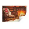 Winter - Kerst - Huis - Openhaard Muursticker klein -3d