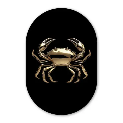 Goud - Krab - Dieren - Zwart Wandcirkel Ovaal Forex klein -3d