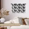 Silhouet - Bloemen - Wit - Zwart Wandkleed katoen klein 269 -sfeer1