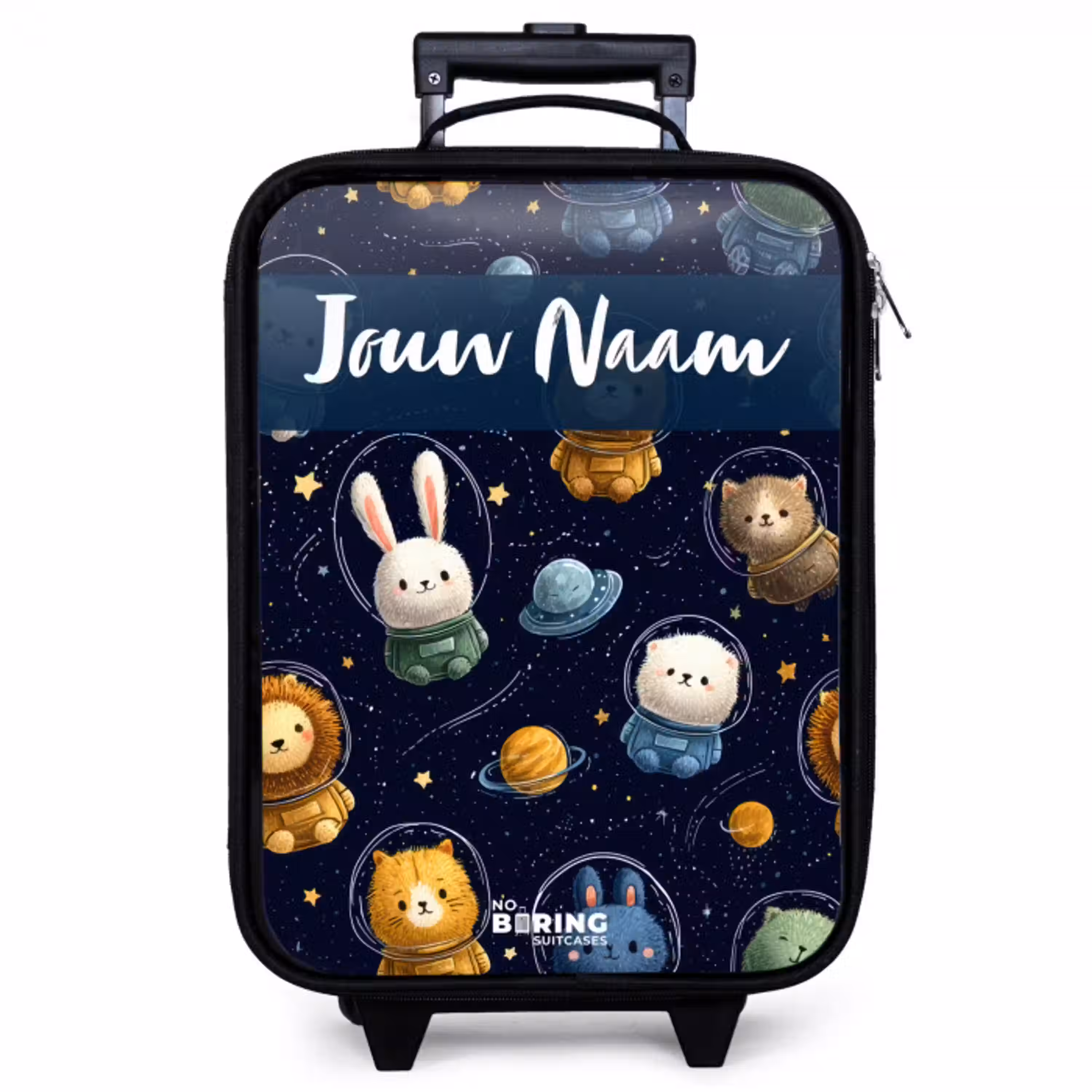Dieren - Astronaut - Planeten - Sterren Kinderkoffer - Zwart klein -zzz_website3d