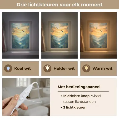 Vogels - Zon - Bomen - Groen Light Box met kabel (Tafellamp) klein -USP_lichtkleurNL