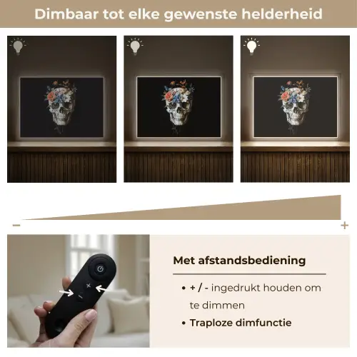 Bloemen - Schedel - Kleurrijk Light Box met batterij (Wandlamp) middel -USP_dimbaarNL