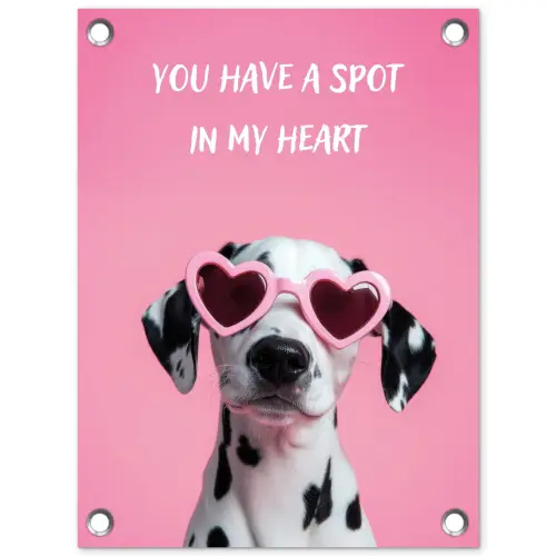 Hartjes - Hond - Valentijn - Roze tuinposter los doek klein -3d