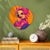 Kimono - Hondje - Bloemenkroon - Oranje Wandcirkel Organisch Forex 3mm klein -sfeer2