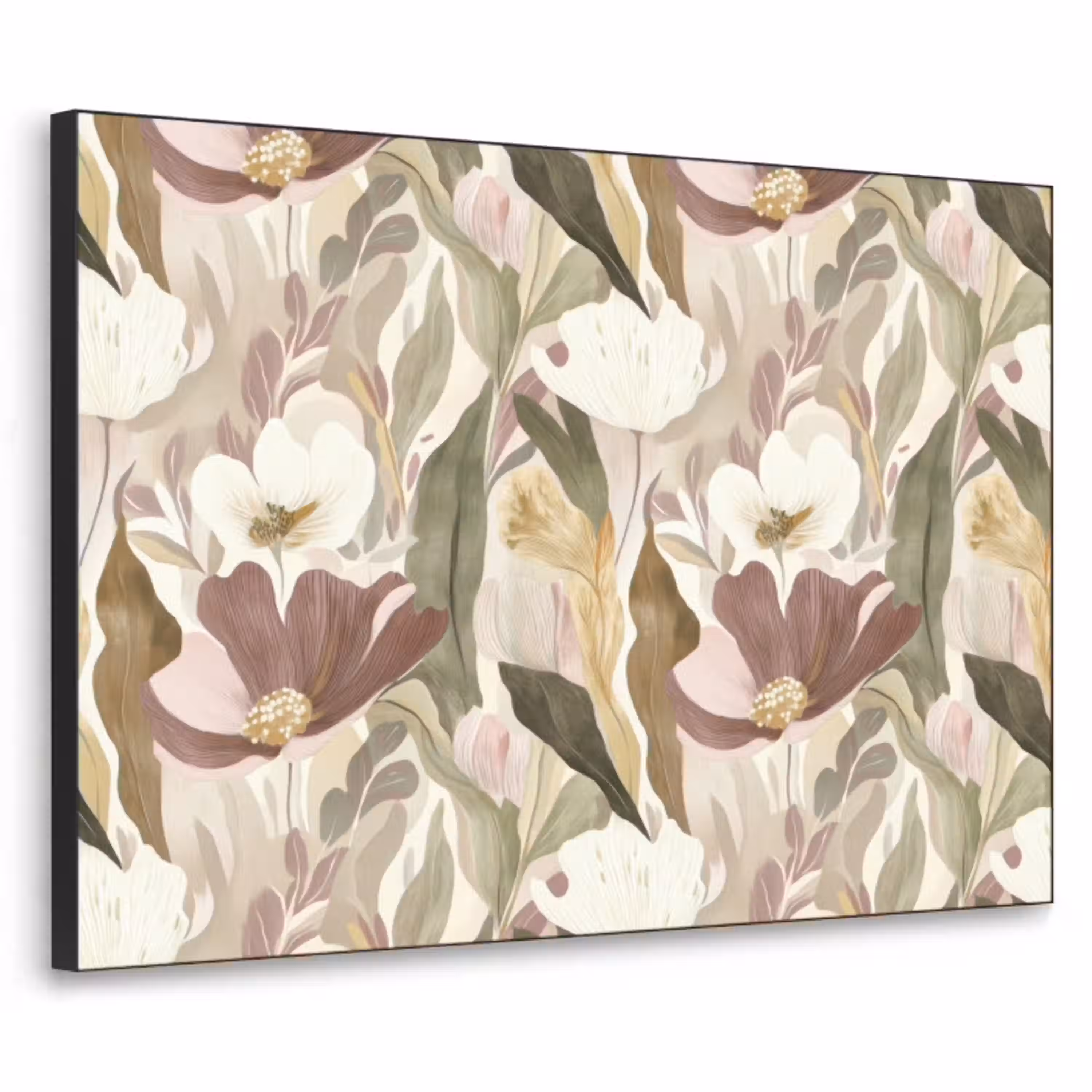 Bloemen - Aquarel - Kleurrijk Textielframe zwart klein 947 -3d