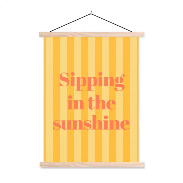 Gestreept - Geel - Sunshine - Letters textielposter latten blank klein -3d