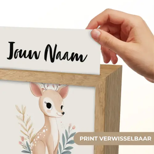 Minimalistisch - Hertje - Aquarel - Bladeren Light Box met kabel (Kinderlampje) klein -USP_websiteprintNL