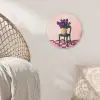 Stoel - Vaas - Bloemen - Geblokt Wandcirkel kunststof plaat 5mm dik klein -sfeer5
