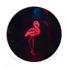 Flamingo - Roze - Neon - Licht Wandcirkel aluminium klein -3d