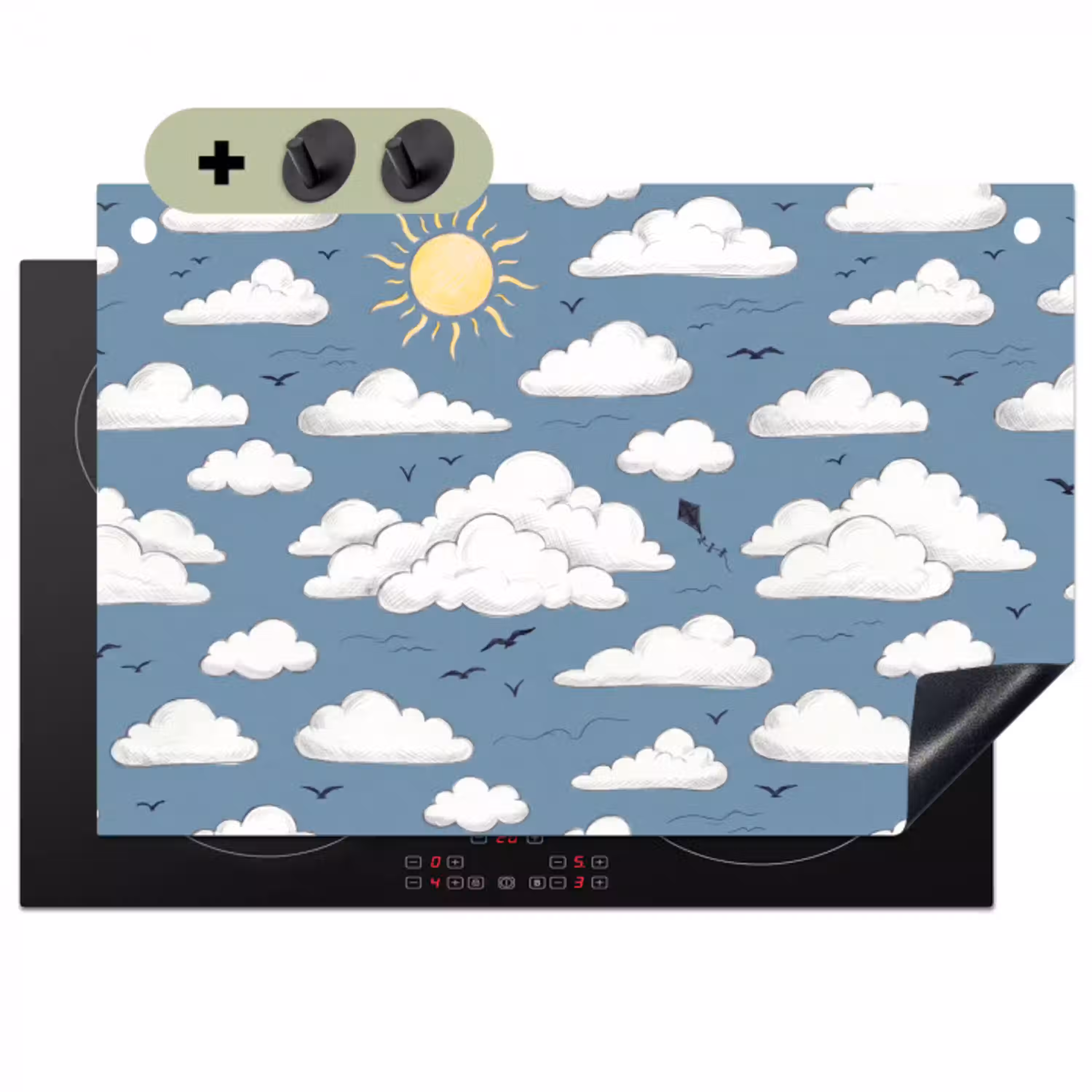 Lucht - Zon - Wolken - Natuur - Blauw Inductie beschemer met haakjes klein -3d