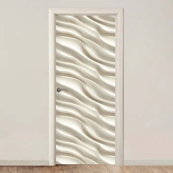 Diagonaal - Golven - Crème deurposter klein 289 -3d_beige