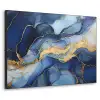 Marmer - Blauw - Goud - Abstract Textielframe zwart klein -3d