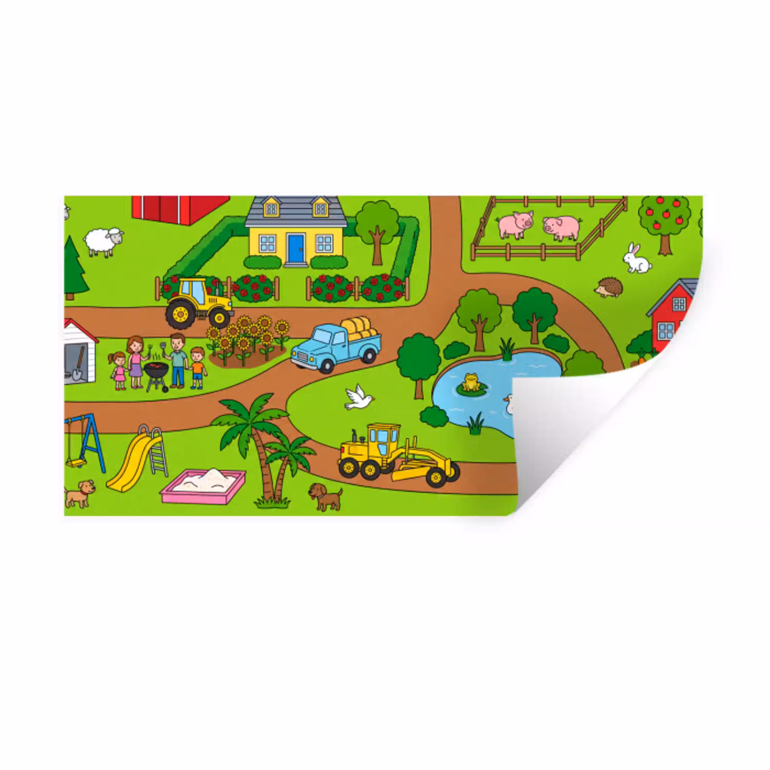 Platteland - Dieren - Cartoon Muursticker klein -3d