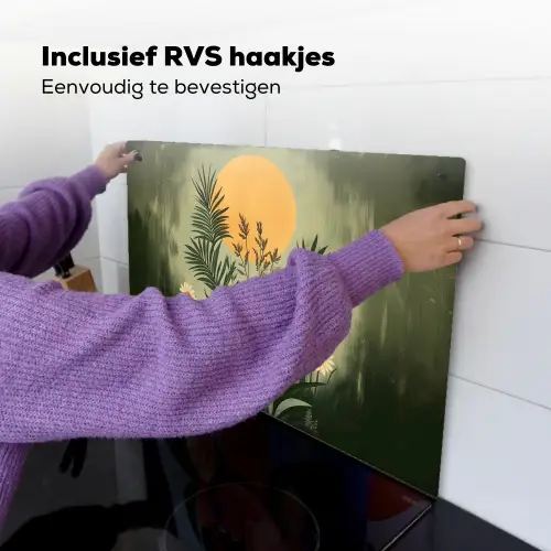 Bloemen - Bladeren - Zon - Groen Inductie beschemer met haakjes klein -ky-ophangen-nl