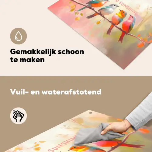 Vogels - Tak - Quote - Roze Inductie beschemer met haakjes klein -ky-schoon-nl
