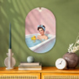 Badkamer - Eend - Blauw Wandcirkel Ovaal Forex klein -sfeer2