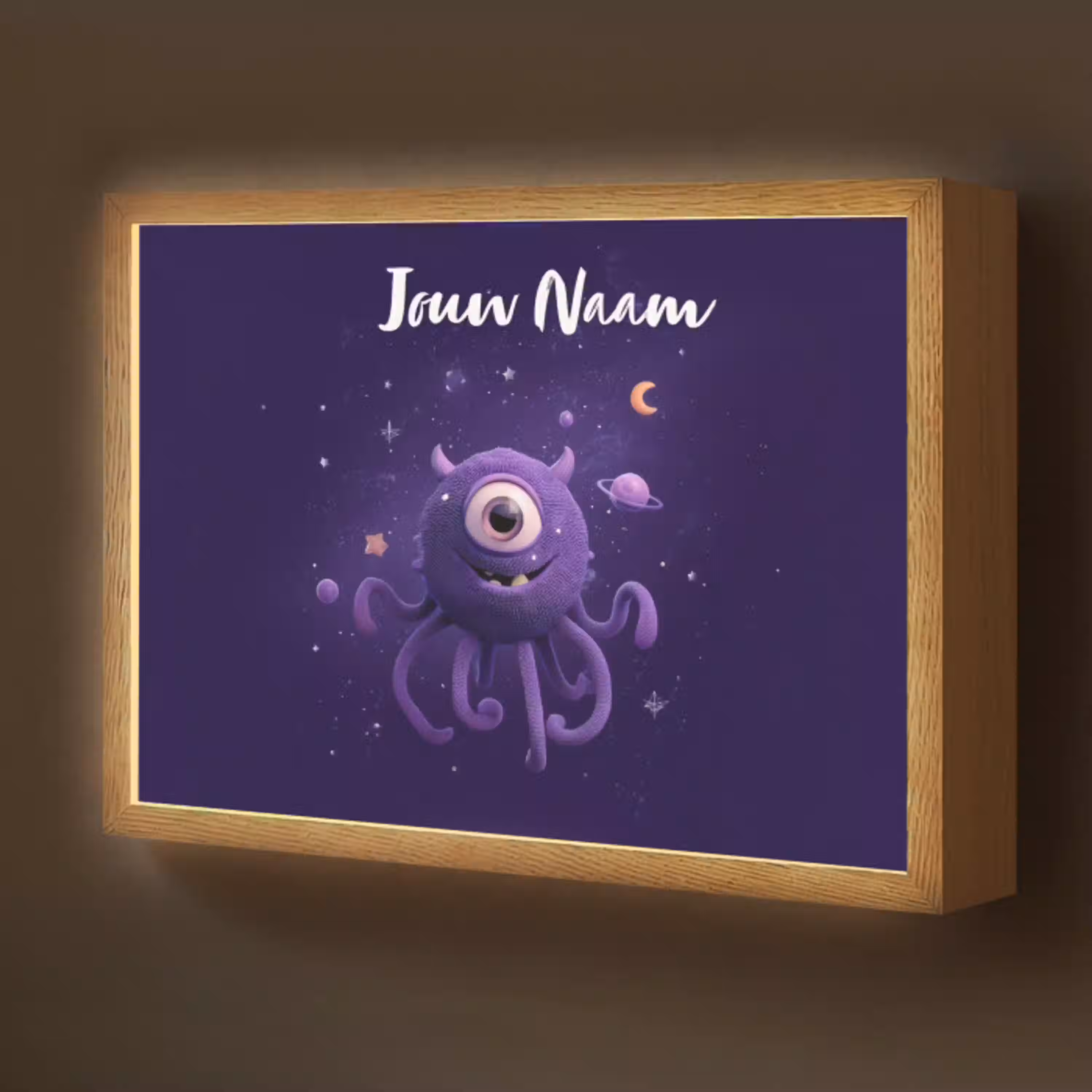 Monster - Paars - Ruimte Light Box met batterij (Wandlamp kind) middel -z3d_website