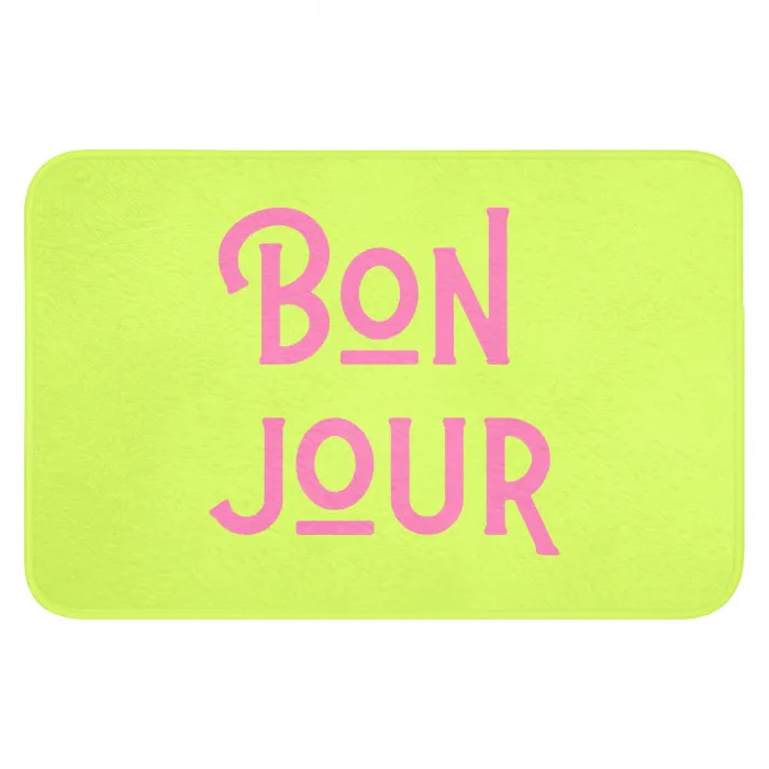 Groen - Roze bonjour - art-deco Badmat klein -3d