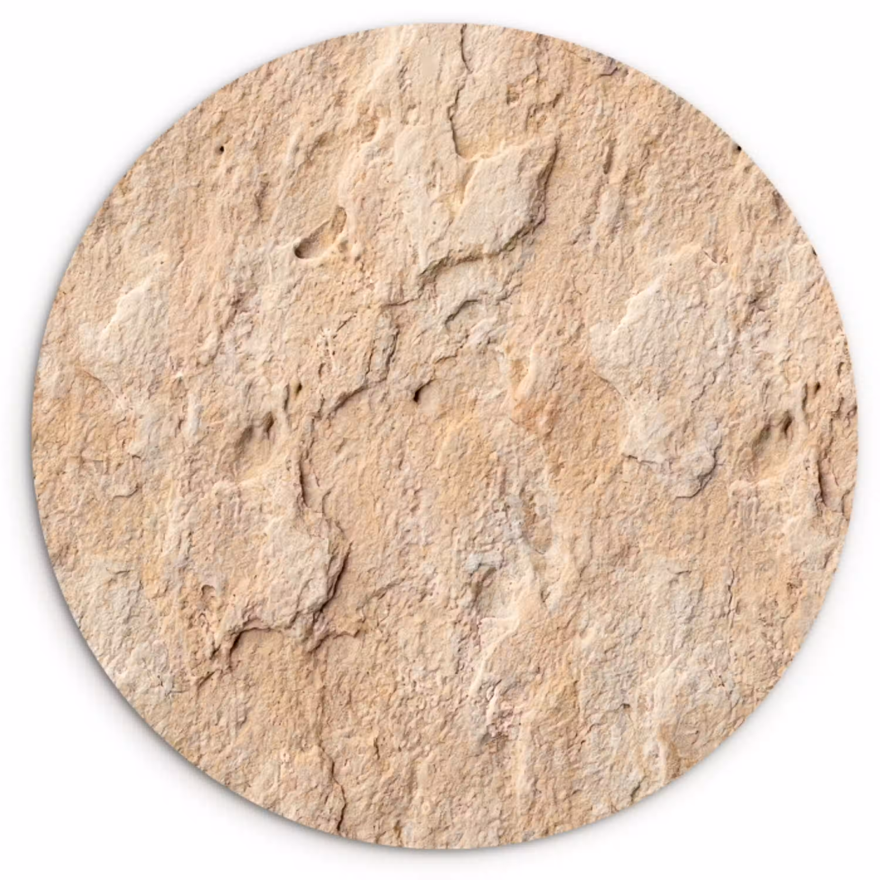 Textuur - Steen - Natuur - Beige Wandcirkel kunststof plaat 5mm dik klein -3d