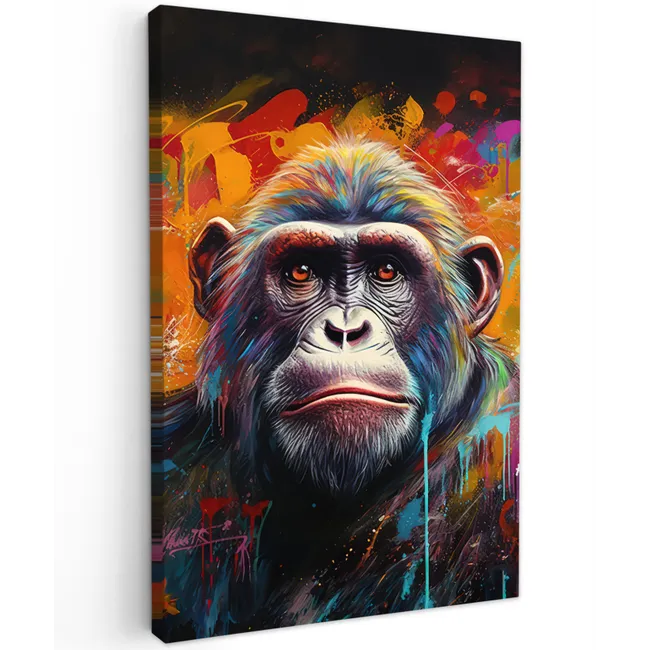Aap - Gorilla - Graffiti - Dieren - Kleuren canvas 2cm klein -z3d