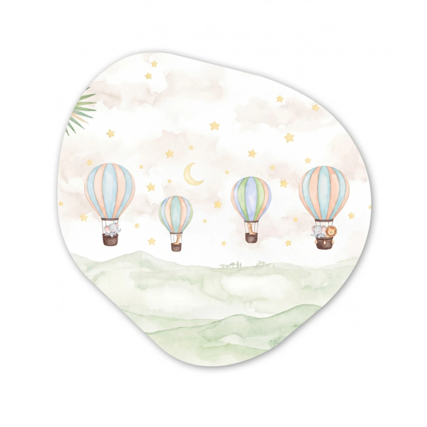 Aquarel - Luchtballonnen - Pastel Wandcirkel Organisch Forex 3mm klein -3d