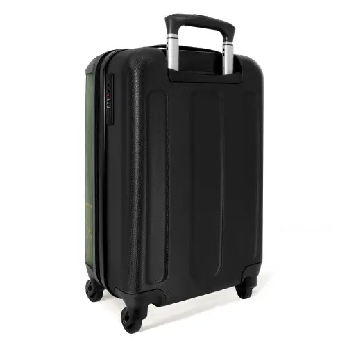Minimal - Grijsgroen met gouden golven NBS - Handbagage koffer - Unisex middel -achterkant