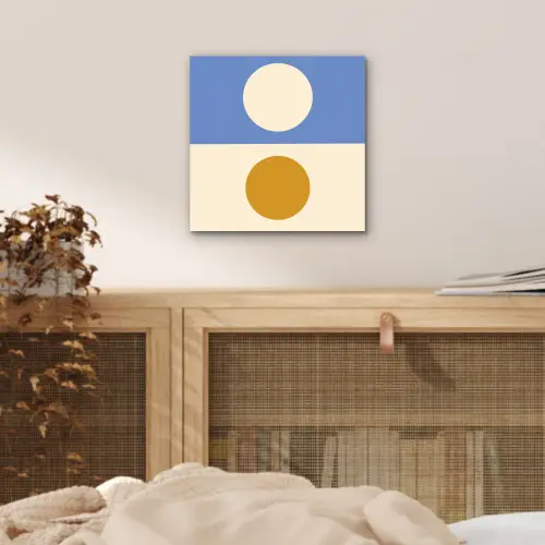 Cirkels - Symmetrisch - Wit - Blauw- Geel aluminium wit klein -sfeer3