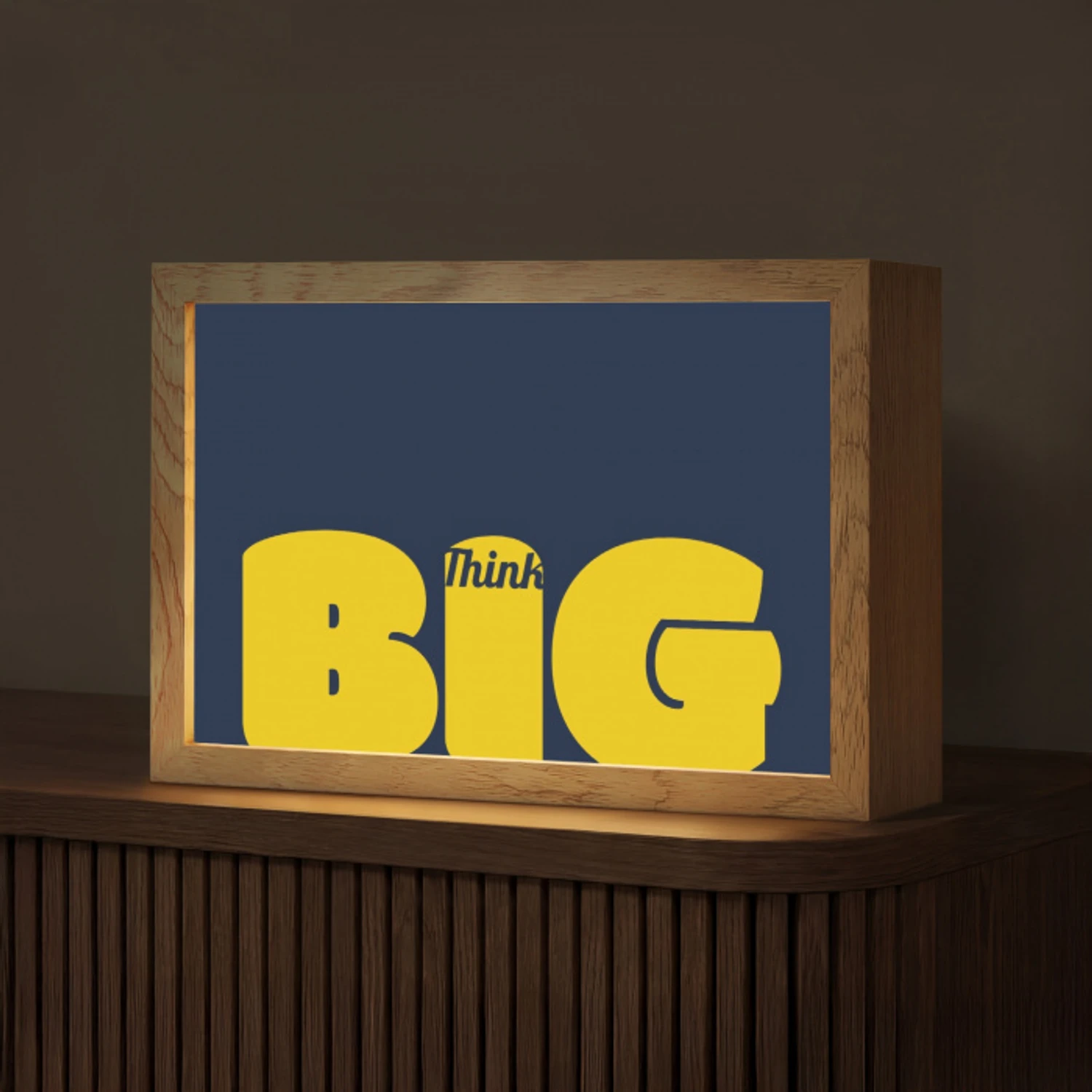 Think big - Blauw - Geel Light Box met kabel (Tafellamp) klein -z3d_website
