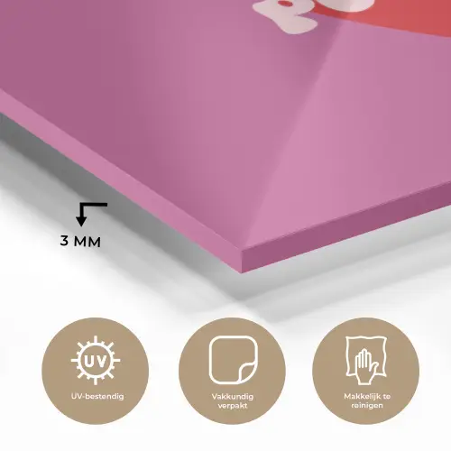 Girl power - Hart - Roze - Rood plexiglas 5mm klein -sfeer2