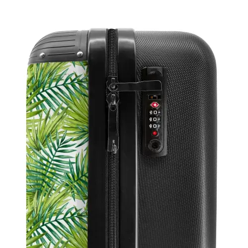 Palm bladeren patroon licht groen NBS - Handbagage koffer - Volwassenen Unisex middel -slot