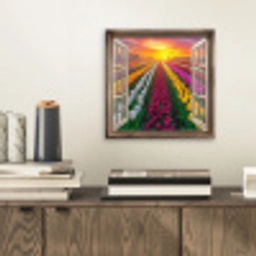 Doorkijk - Bloemen - Tulpen - Kleurrijk - Zonsondergang aluminium wit klein -sfeer1