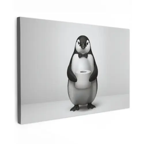 Pinguïn - WC rol - Wit canvas 2cm klein -z3d