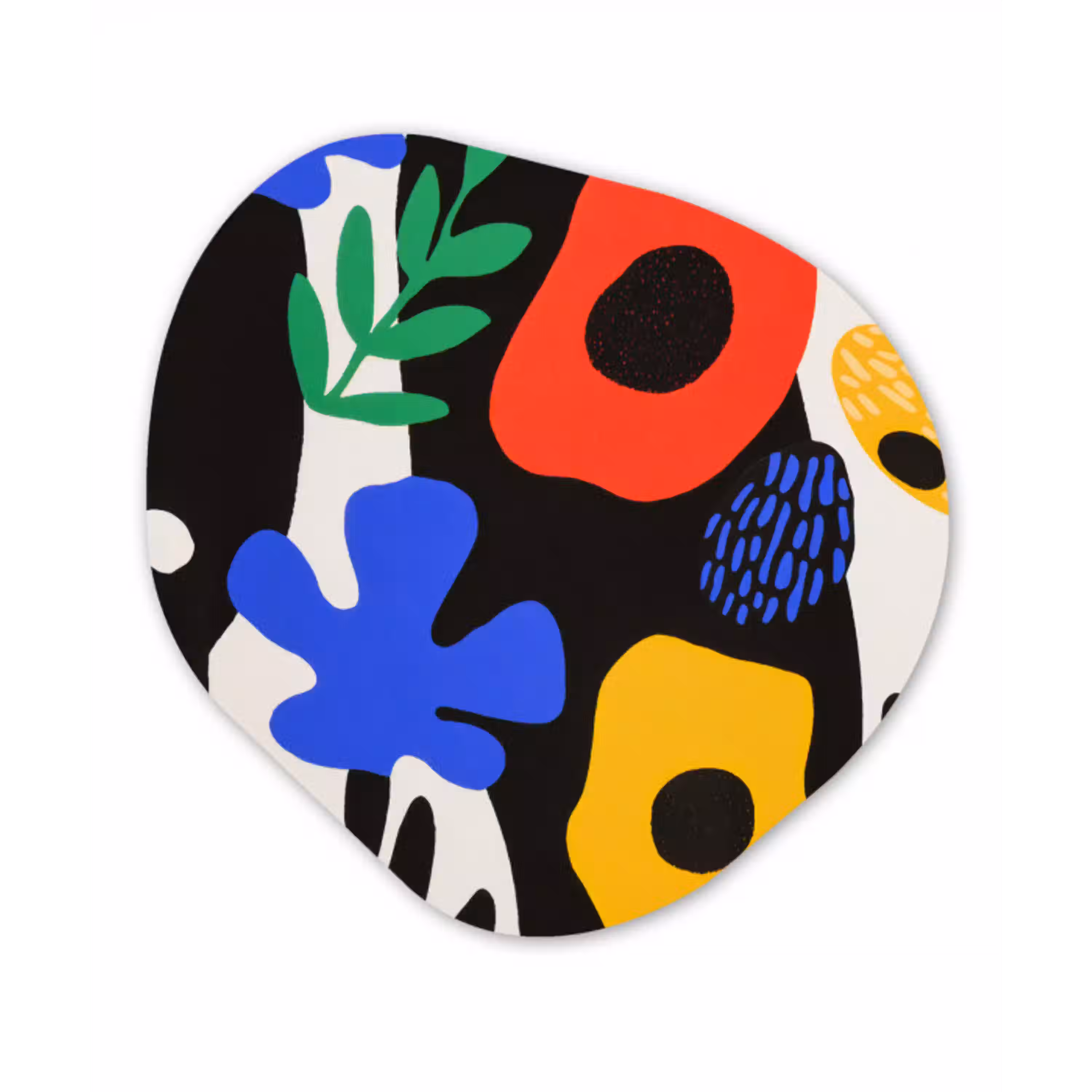 Bloemen - Bladeren - Abstract - Zwart Wandcirkel Organisch Aluminium middel -3d