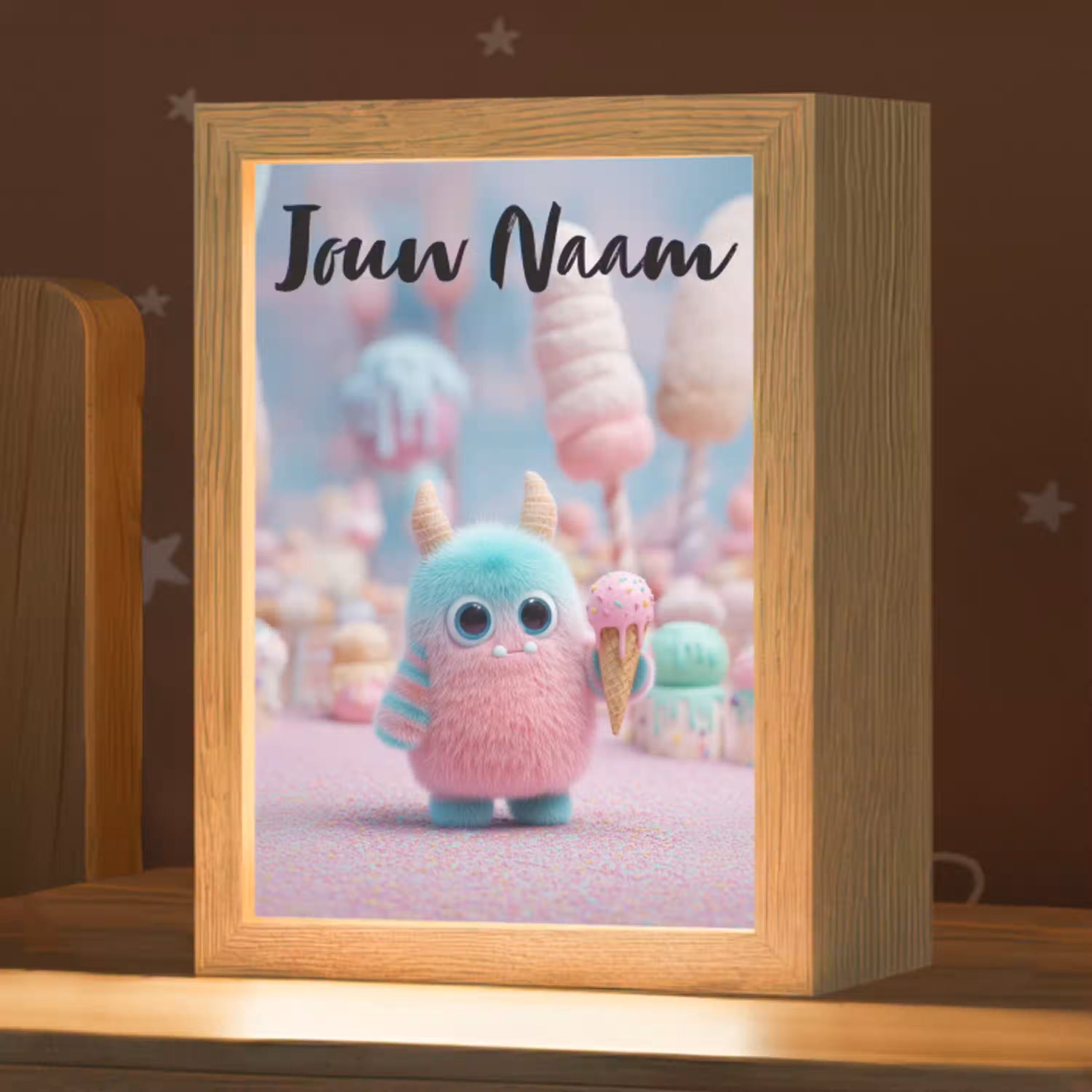Monster - Pastel - Roze - Snoep Light Box met kabel (Kinderlampje) klein -zzz_3d_website