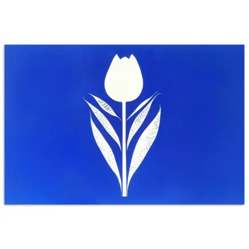 Tulp - Minimalistisch - Bladeren - Wit poster papier klein -3d