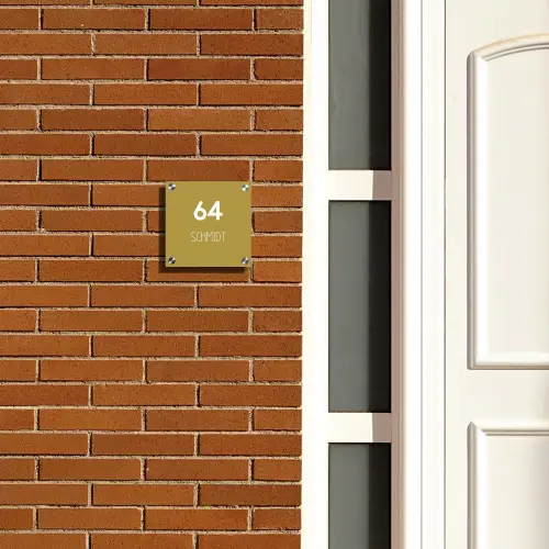 Okergeel - Modern Naambord Vierkant klein -sfeer3-XS