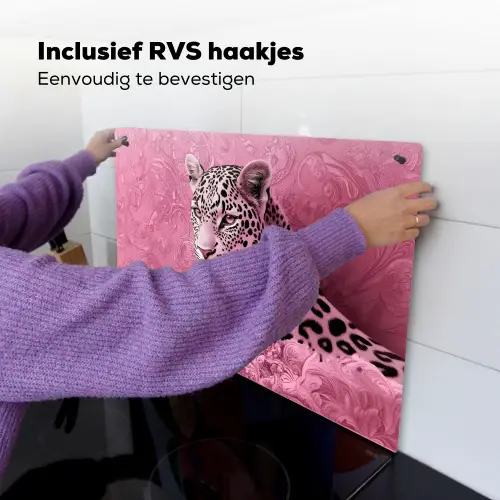 Panter - Luxe - Roze Inductie beschemer met haakjes klein -ky-ophangen-nl
