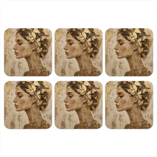 Vrouw - Goud - Abstract - Textuur onderzetter kurk middel -3d