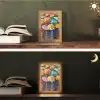 Paraplu's - Schilderij - Kunst - Regenboog Light Box met kabel (Tafellamp) klein -sfeer3