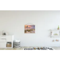 Zonsondergang - Duin - Strand - Planten - Zee textielposter latten blank klein -kinderkamer