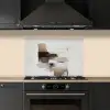 Penseelstreken - Balans - Beige - Bruin keuken achterwand spatscherm klein -sfeer1