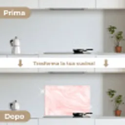 Marmer - Roze - Wit - Luxe - Marmerlook keuken achterwand spatscherm klein -voor_na_IT