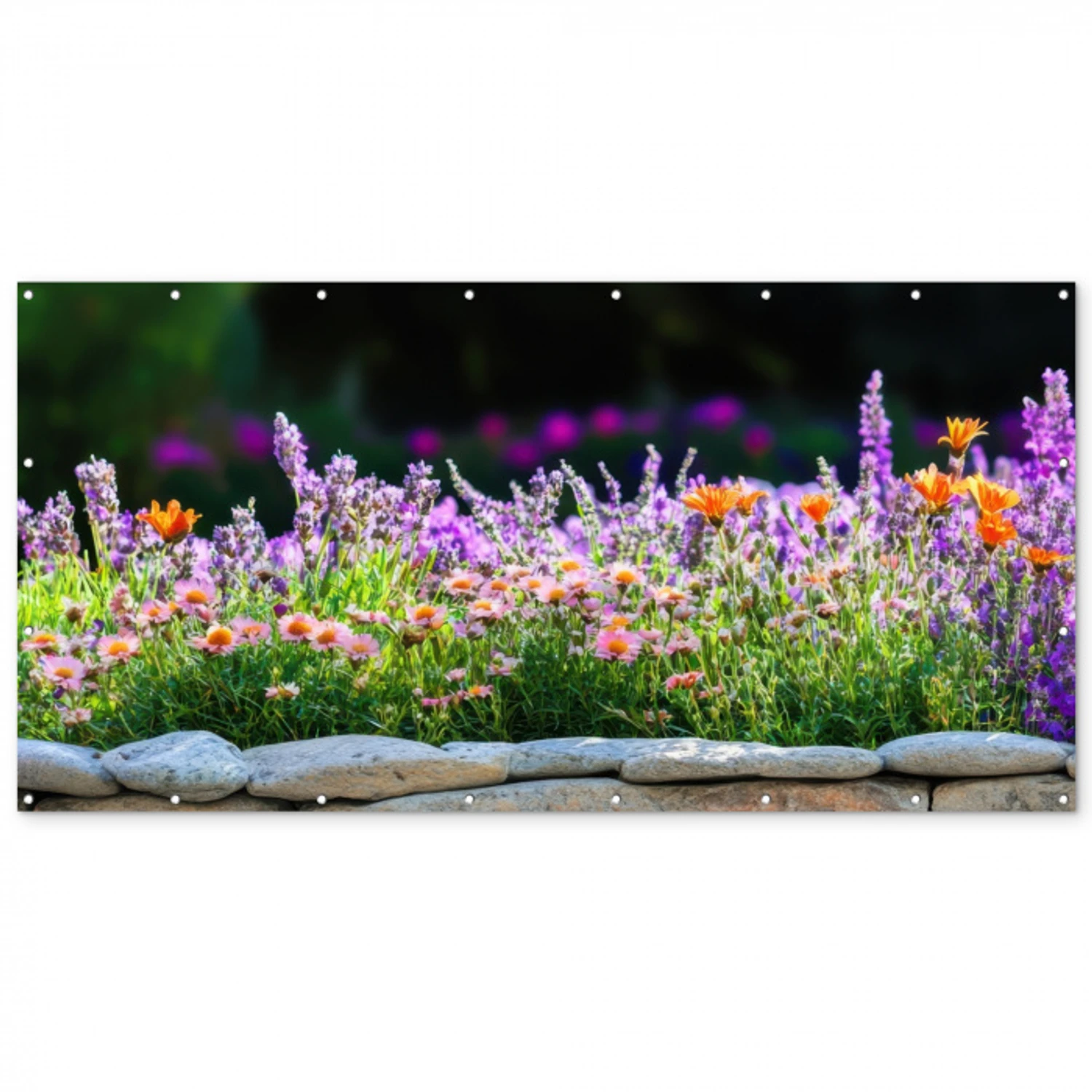 Bloemen - Steenrand - Kleurrijk Balkonbeschermer Duitsland klein -zz_3d